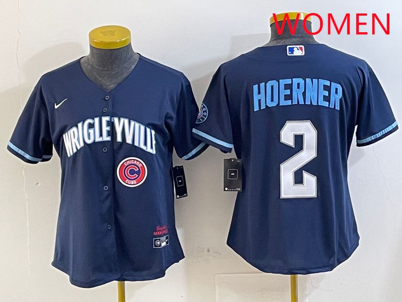 Women Chicago Cubs #2 Hoerner Blue City Edition Game 2025 Nike MLB Jersey style 7